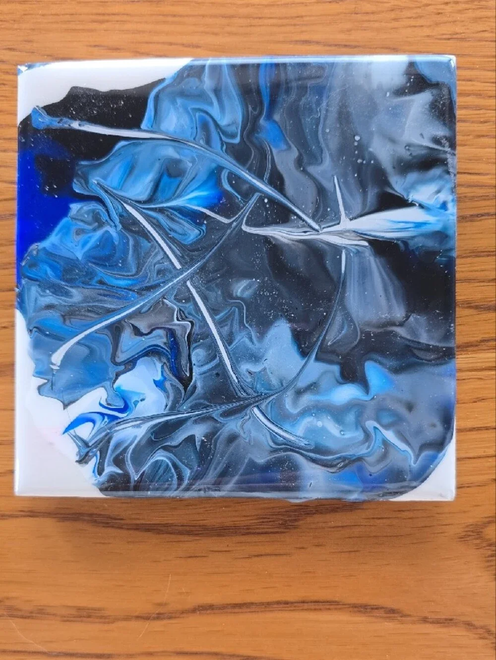 Hand Crafted Blue and Black Abstract Coaster Set